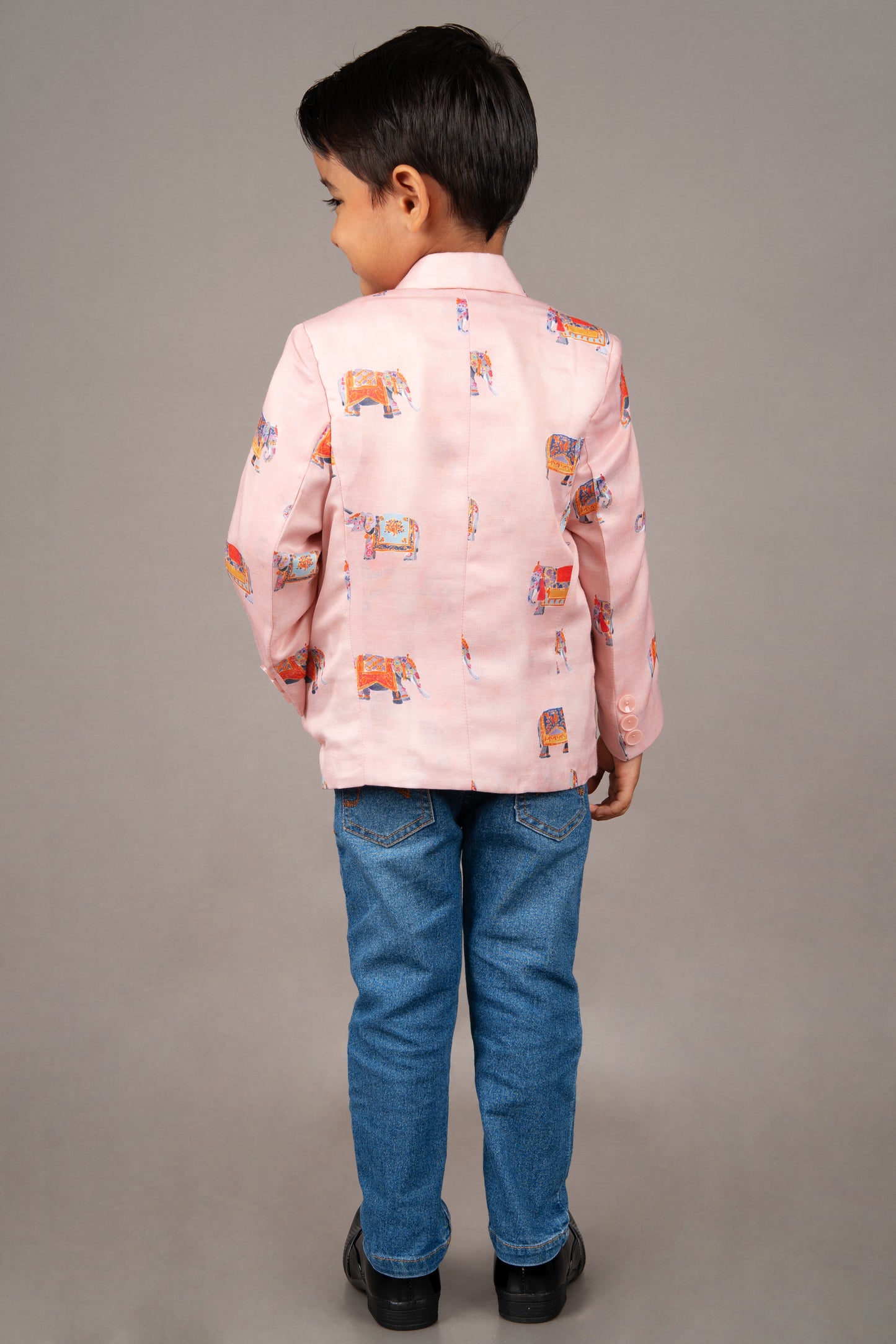 Powder Pink Elephant Printed Coat