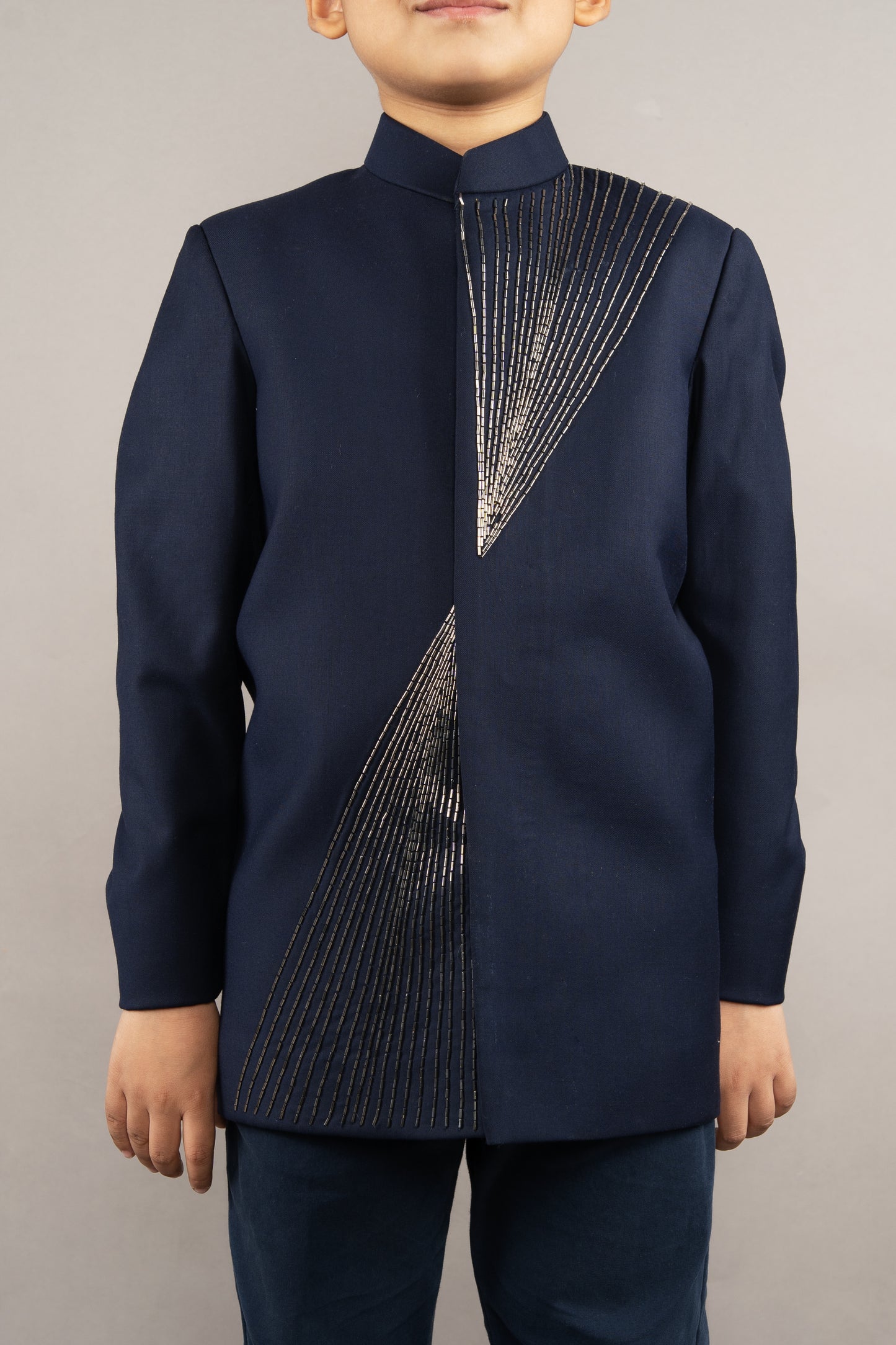 Blue Prince Coat With Kardana Hand Embroidered With Pant Set
