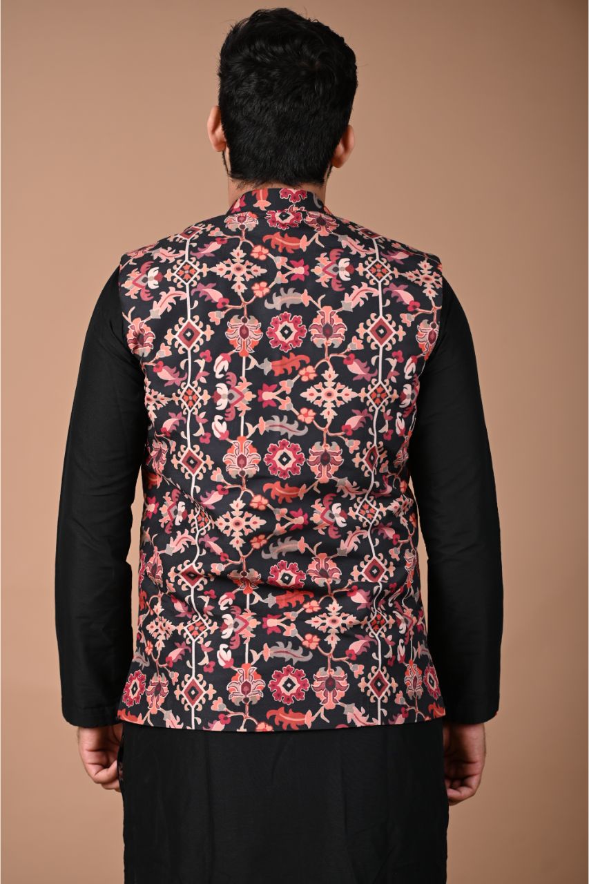 Black Ikkat Printed Bundi