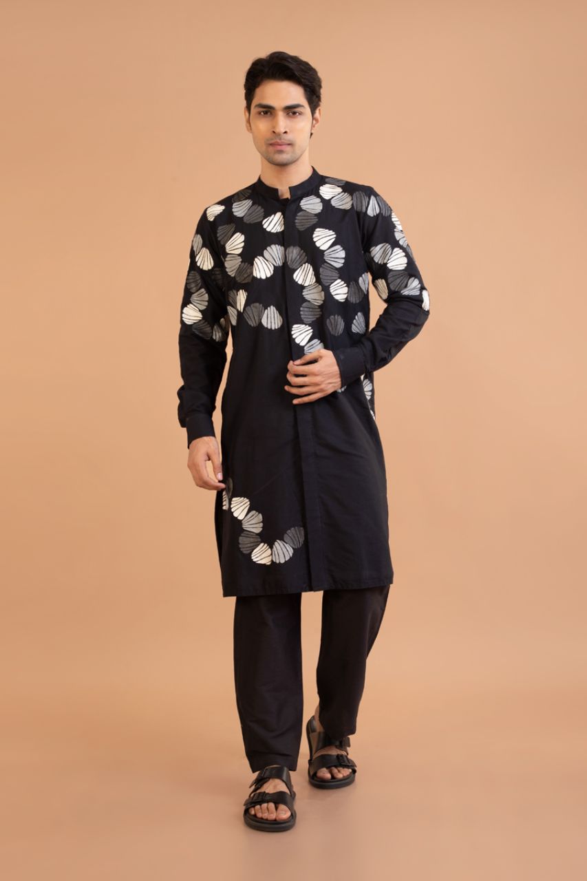 Black Quirky Embroidered Kurta Set