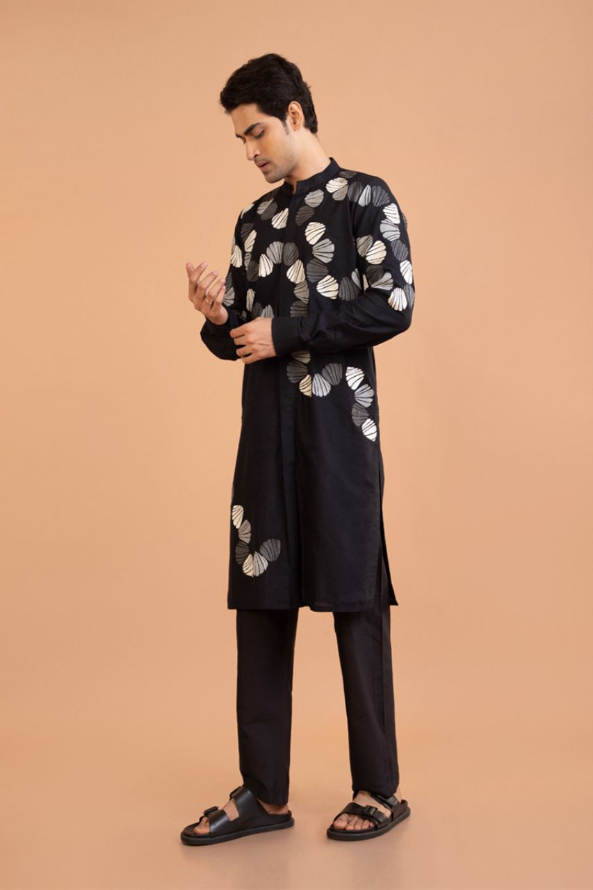Black Quirky Embroidered Kurta Set