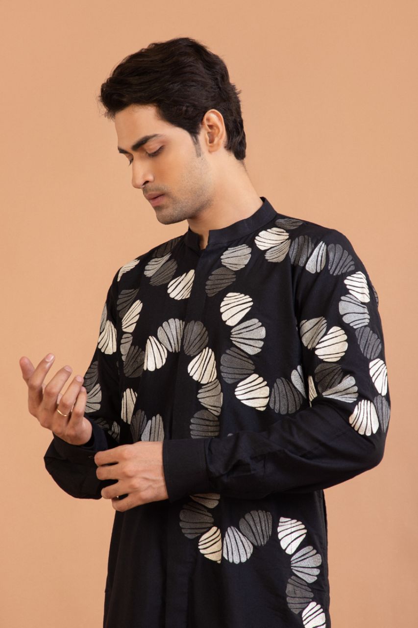 Black Quirky Embroidered Kurta Set