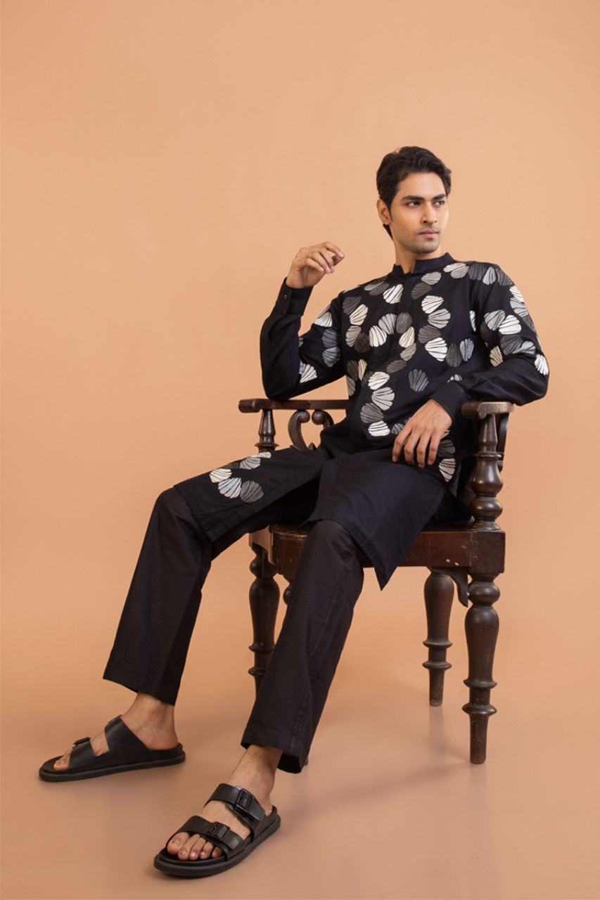 Black Quirky Embroidered Kurta Set