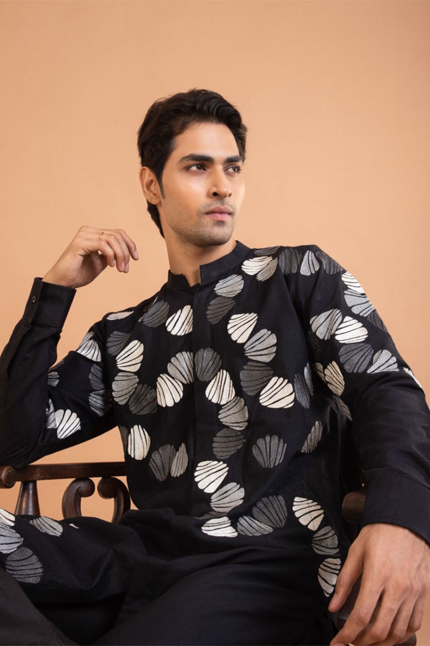 Black Quirky Embroidered Kurta Set