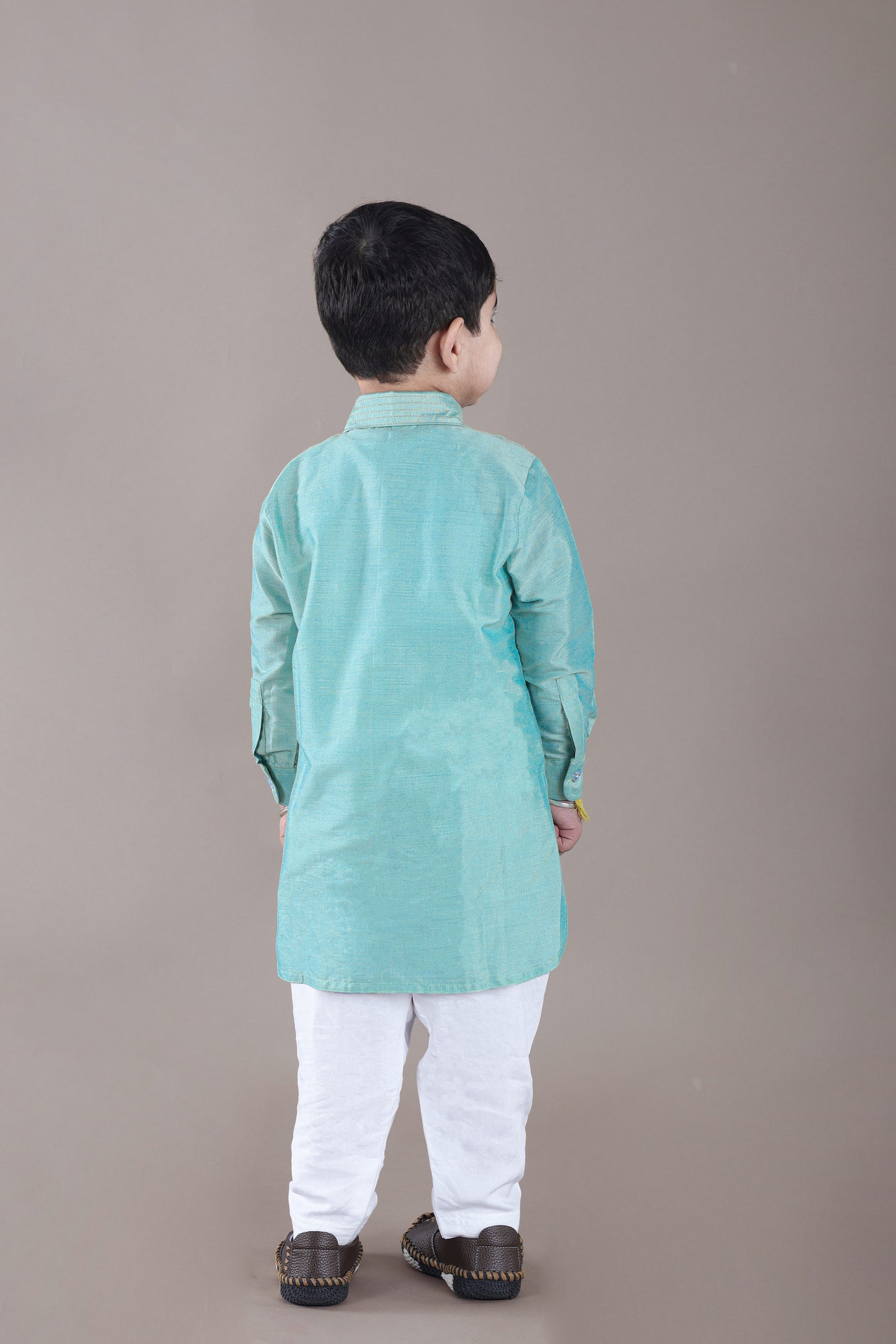 Aqua Blue Pathani Kurta With Salwar Set