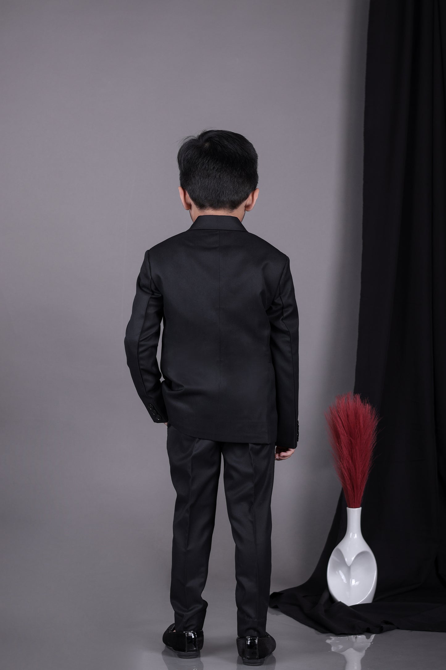 Black Knot Side Blazer With Hand Embroidered With Pant Set