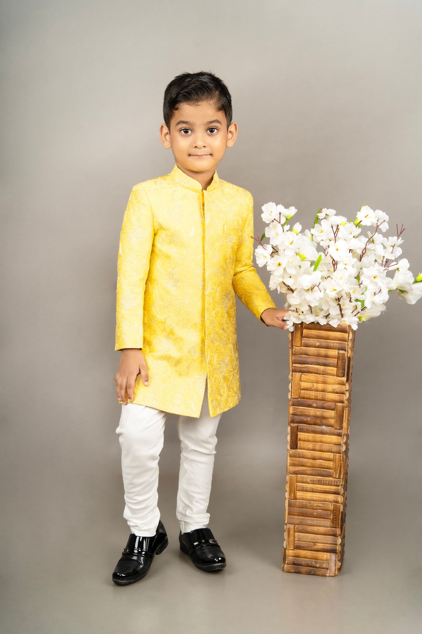 Yellow Heavy Full Embroidered Sherwani Set