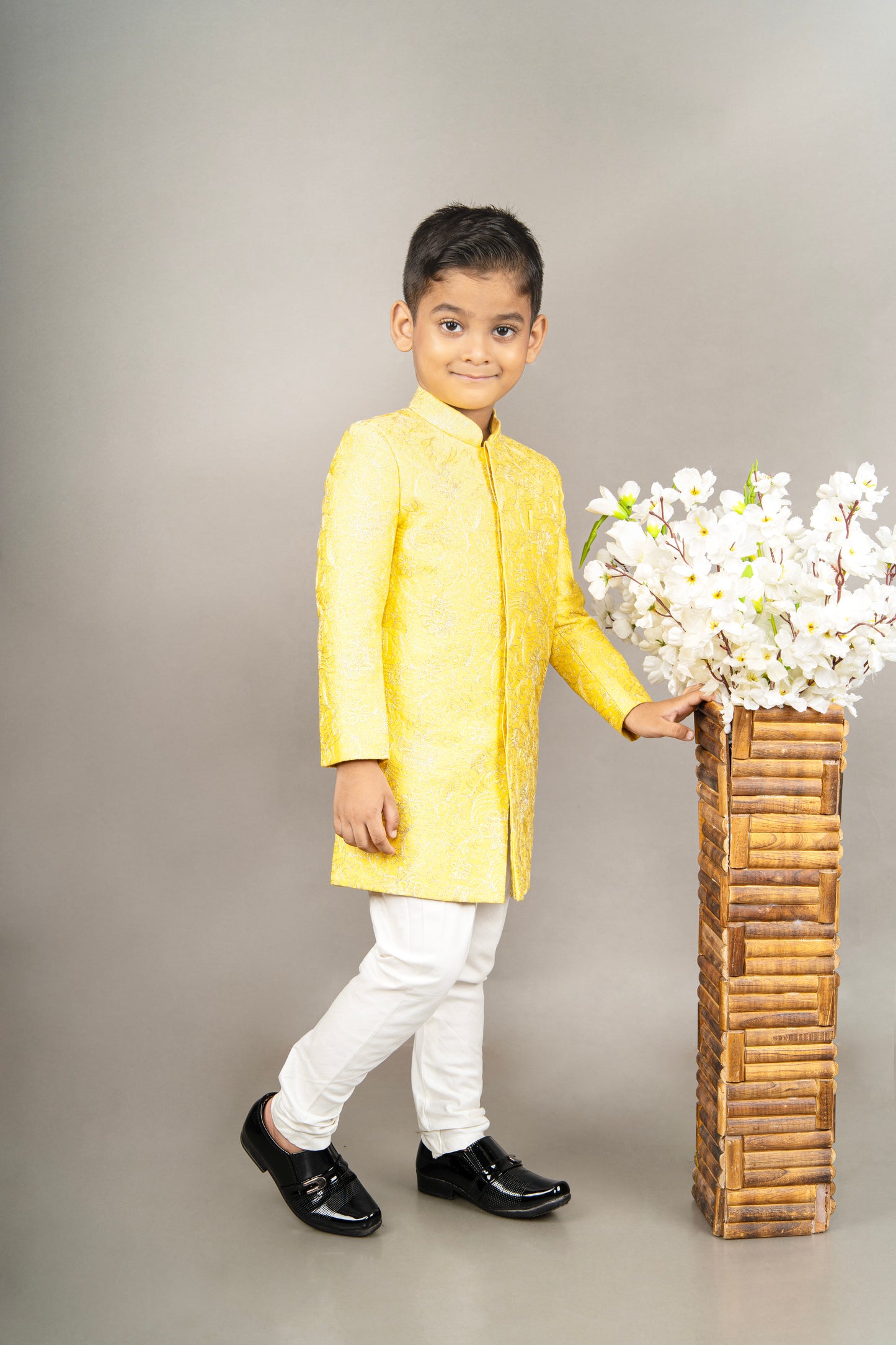 Yellow Heavy Full Embroidered Sherwani Set