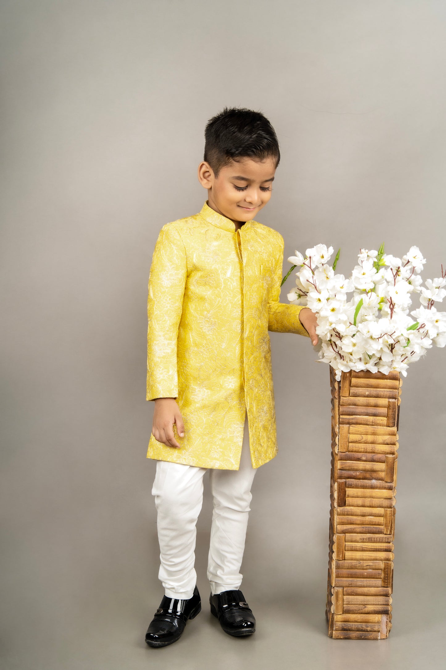 Yellow Heavy Full Embroidered Sherwani Set