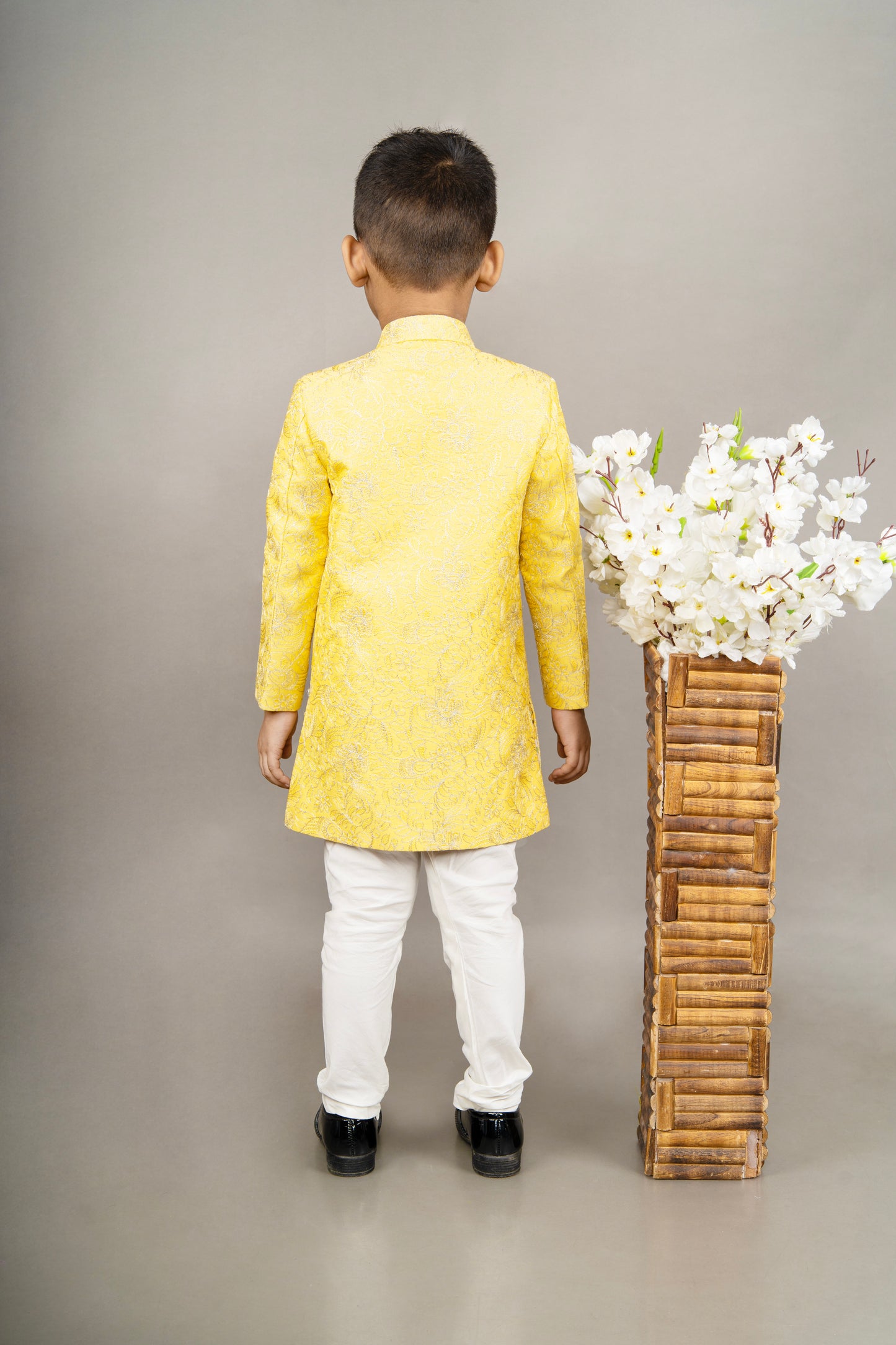 Yellow Heavy Full Embroidered Sherwani Set