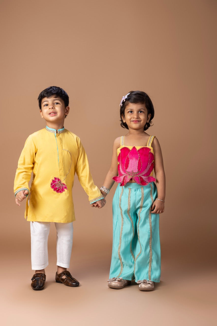 Lotus Heavy Embroidery Kurta With Pajama Set