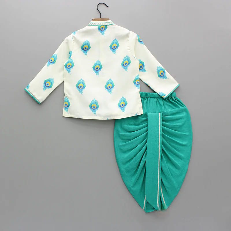 Mayur Mor Pankh Printed Kurta With Dhoti Set