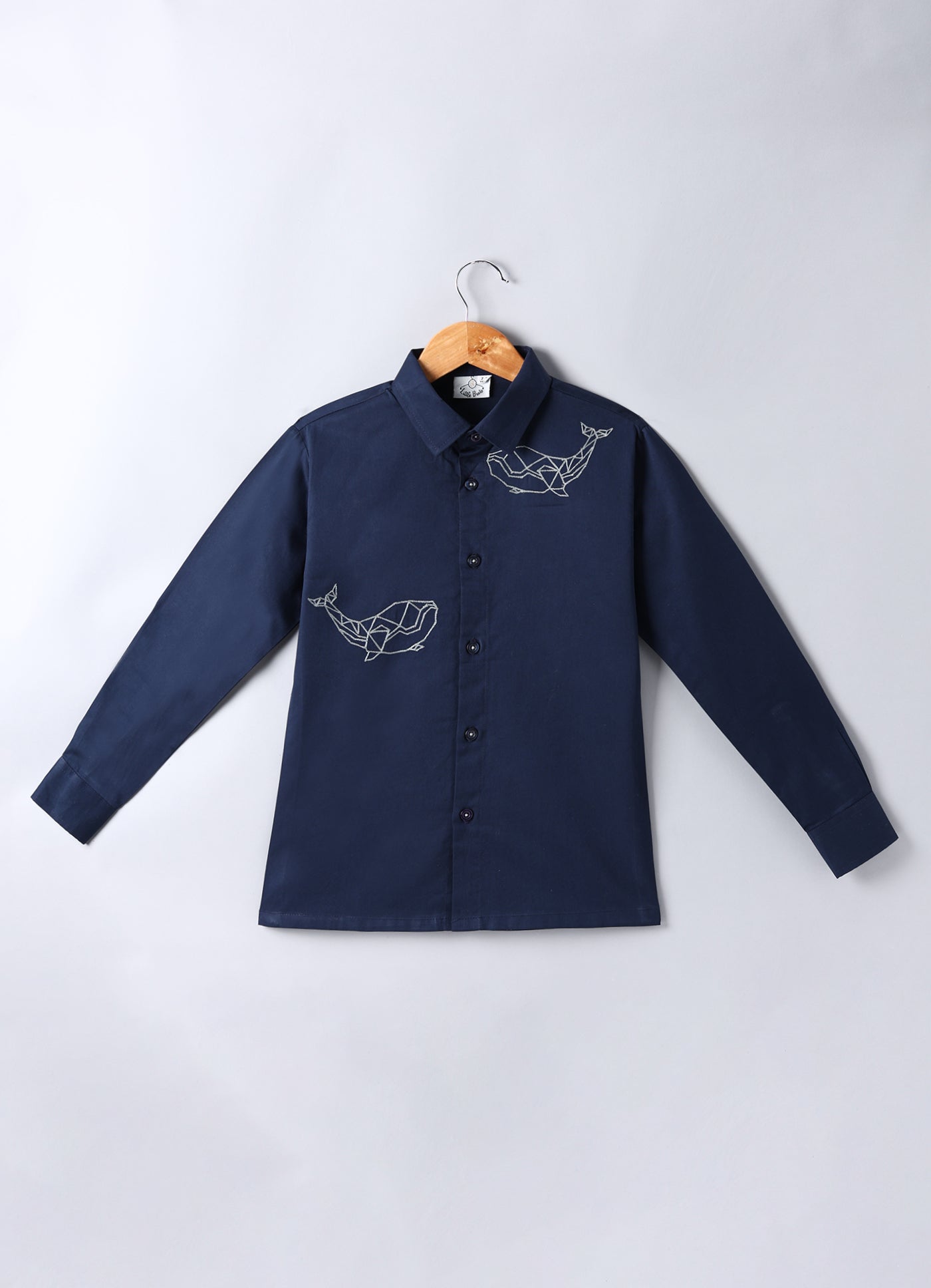 Whales Embroidered On Two Sides Full Shirt
