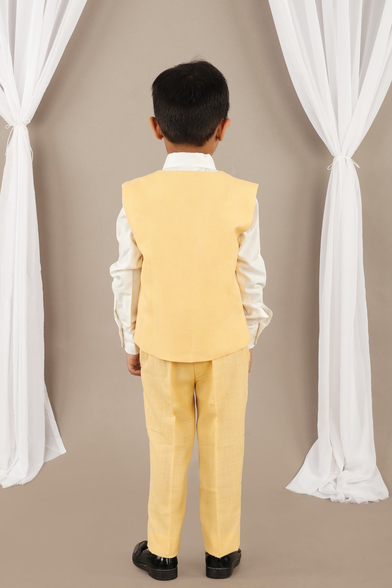 Yellow Bear And Penguin Waist Coat/Shirt/Pant/Bow Tie Set