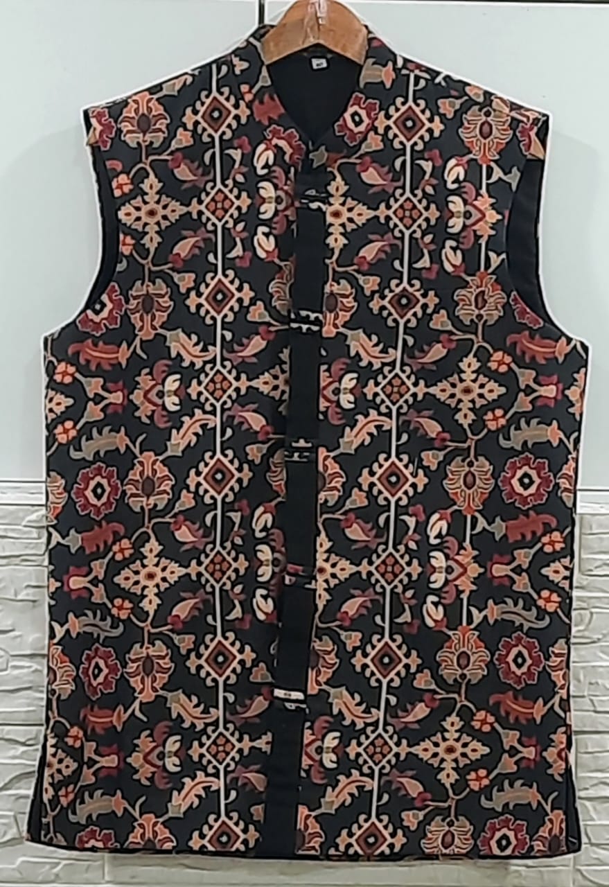 Black Ikkat Printed Bundi