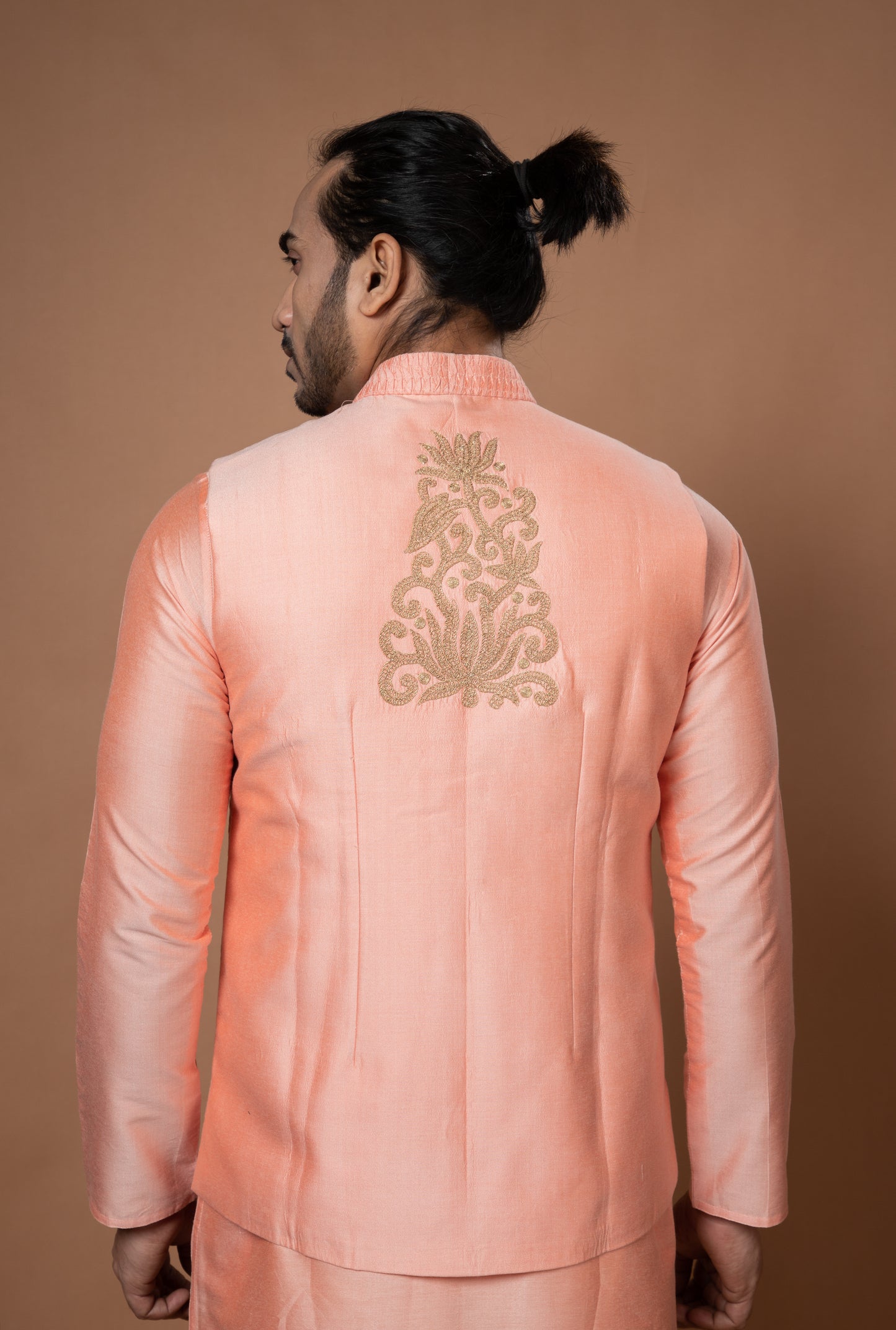Pink Heavy Pintux And Embroidered Bundi