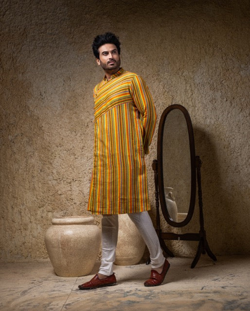 Multicolour Stripe Stylish Kurta Pajama Set