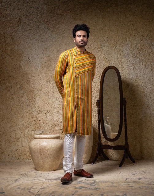 Multicolour Stripe Stylish Kurta Pajama Set