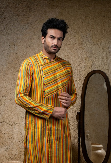 Multicolour Stripe Stylish Kurta Pajama Set
