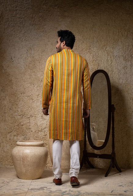 Multicolour Stripe Stylish Kurta Pajama Set