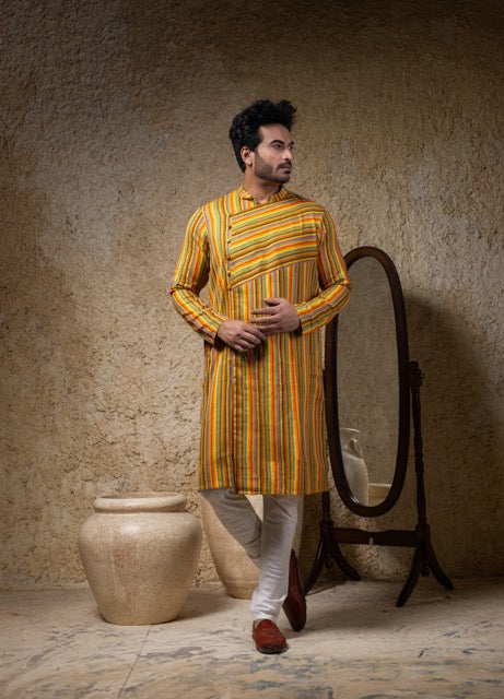 Multicolour Stripe Stylish Kurta Pajama Set