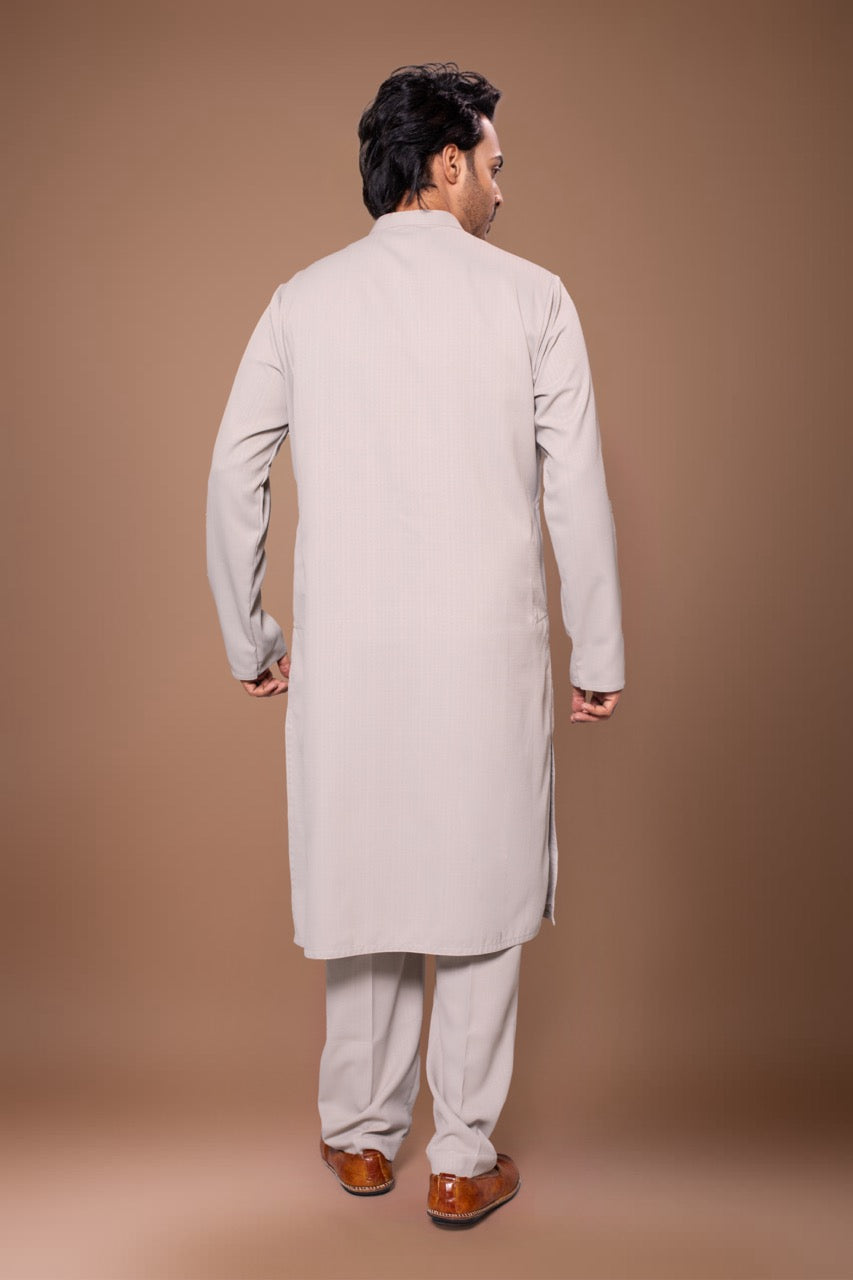Lego Hand Zardosi Embroidery Stylish Kurta With Pajama Set - Grey