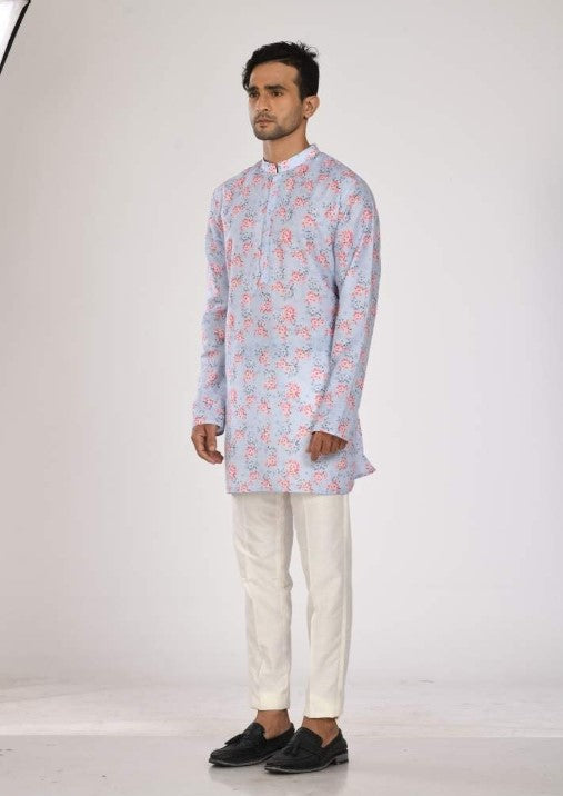 Blue Printed Kurta With Pant
