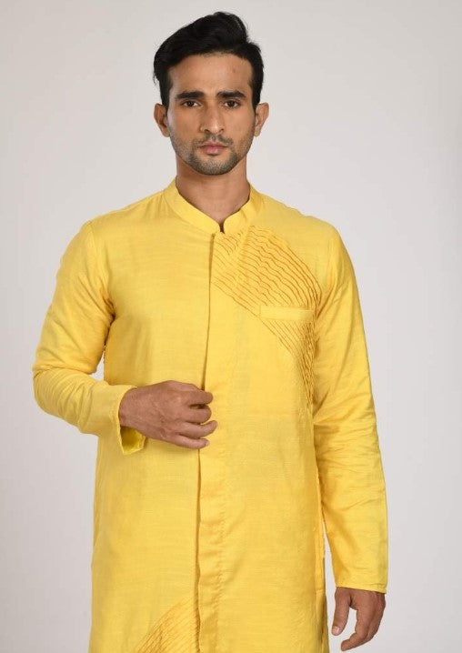 Indo Western Kurta With Pleating With Chus Pajama