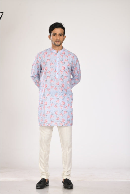 Blue Printed Kurta With Pant