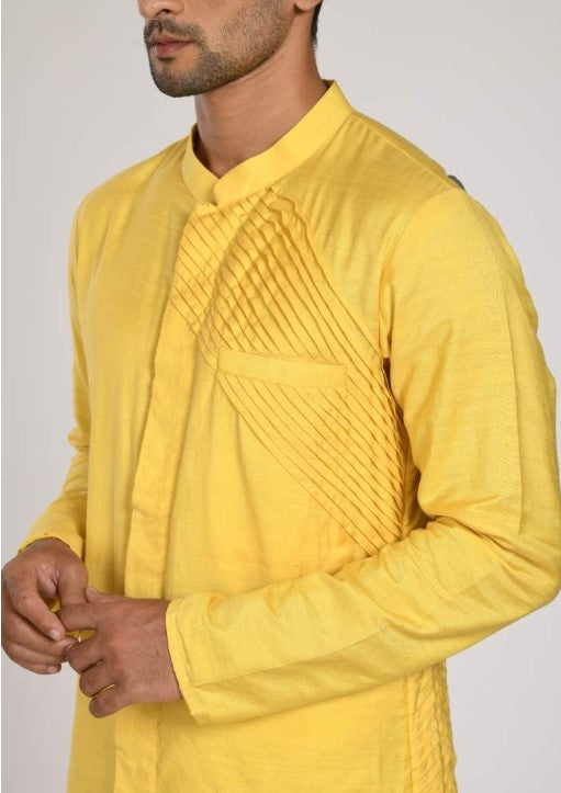 Indo Western Kurta With Pleating With Chus Pajama