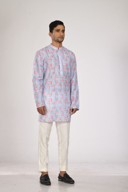Blue Printed Kurta With Pant