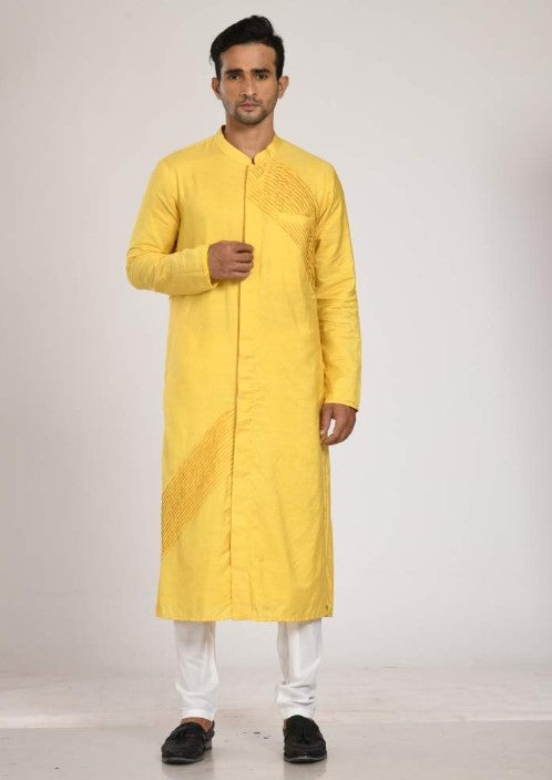 Indo Western Kurta With Pleating With Chus Pajama