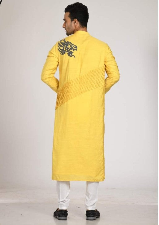 Indo Western Kurta With Pleating With Chus Pajama