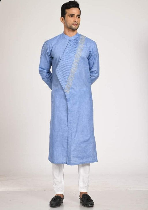 Asymmtrical Pleated Kurta With Chus Pajama