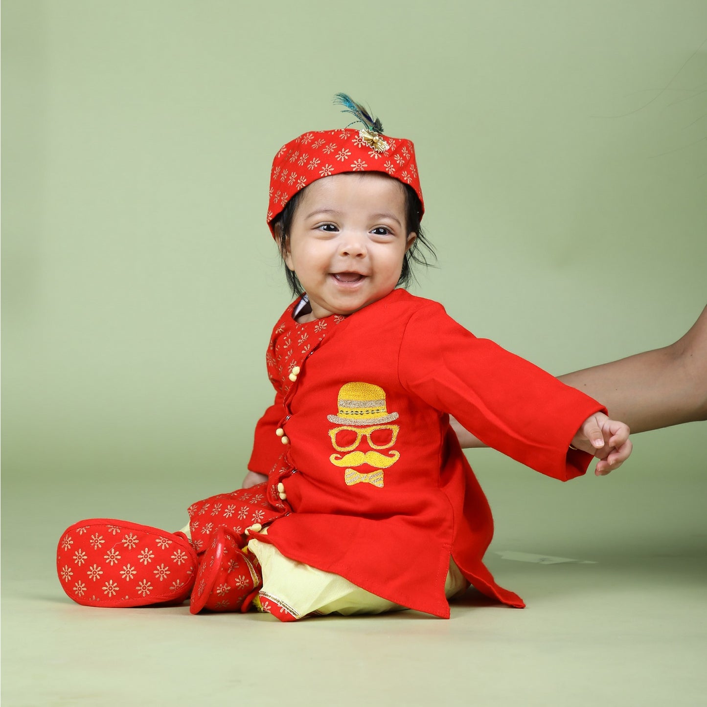 Jamana Boy Red Mustache Yellow Dhoti