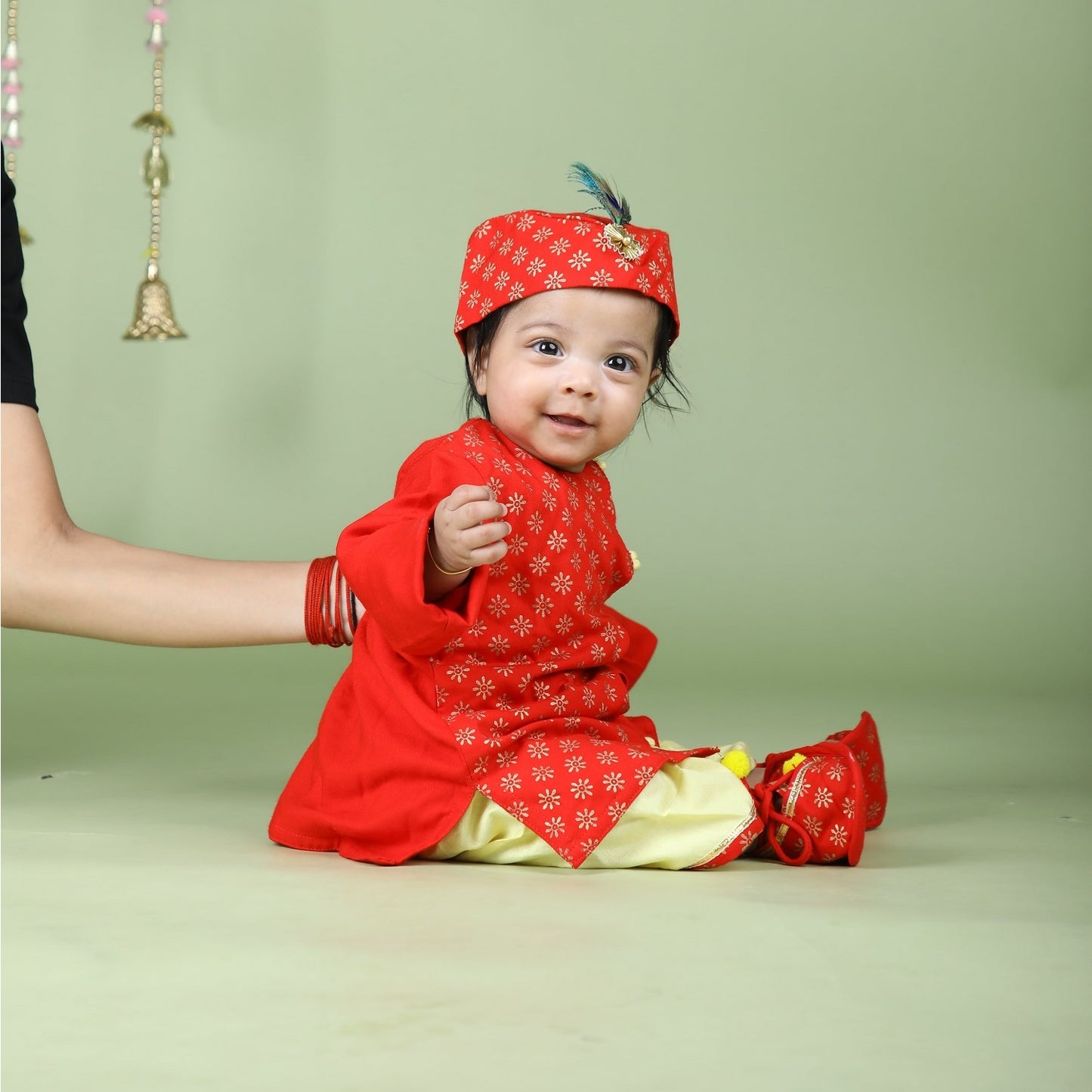Jamana Boy Red Mustache Yellow Dhoti