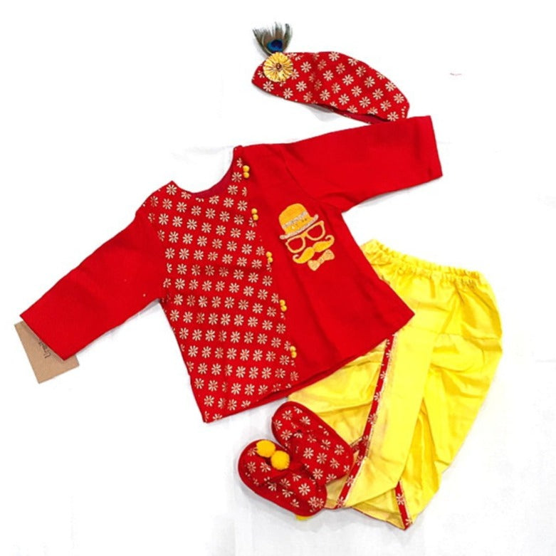 Jamana Boy Red Mustache Yellow Dhoti