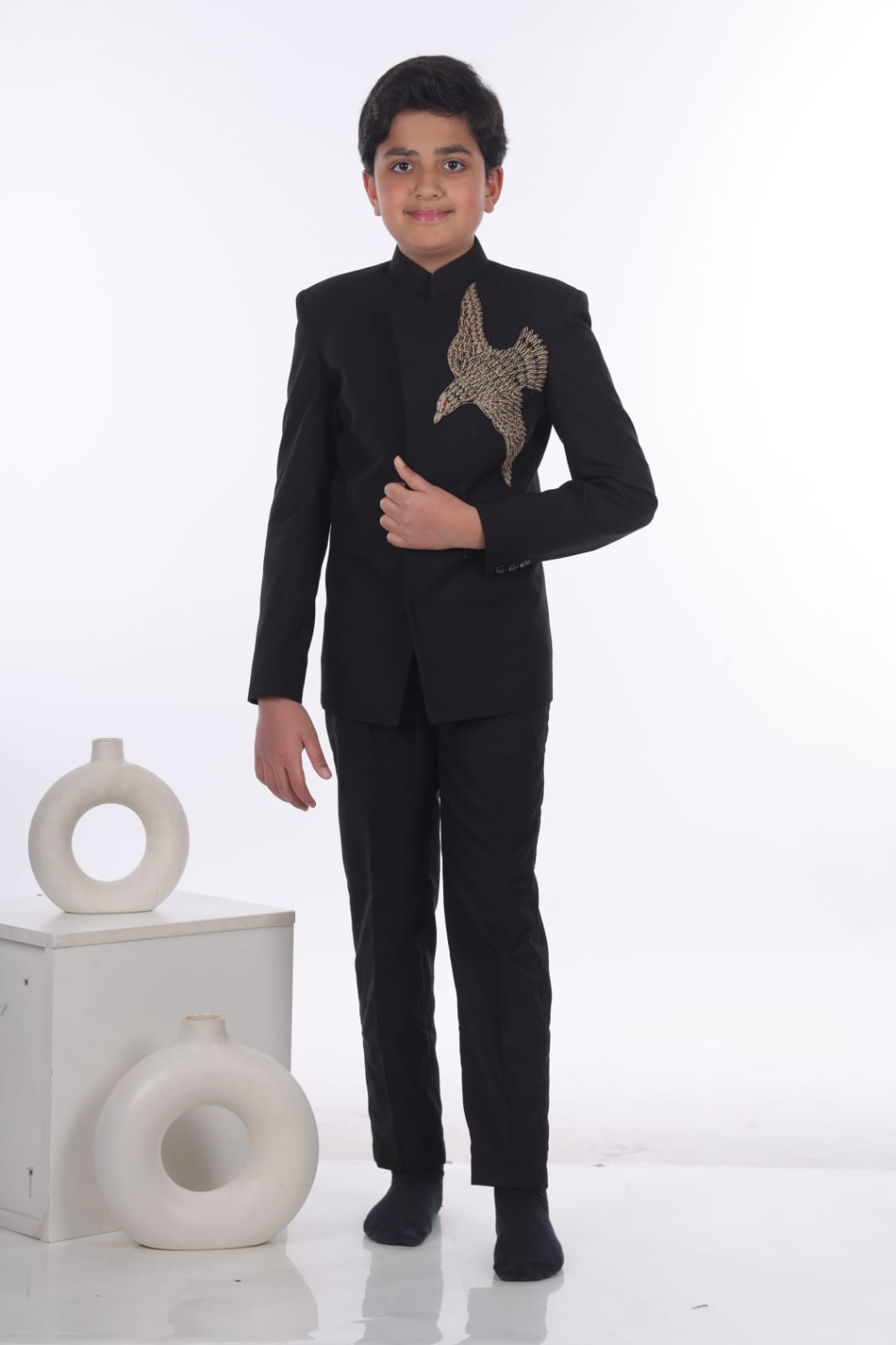 Black Prince Coat With Bird Hand Embroidered Boota Set – VIDEER