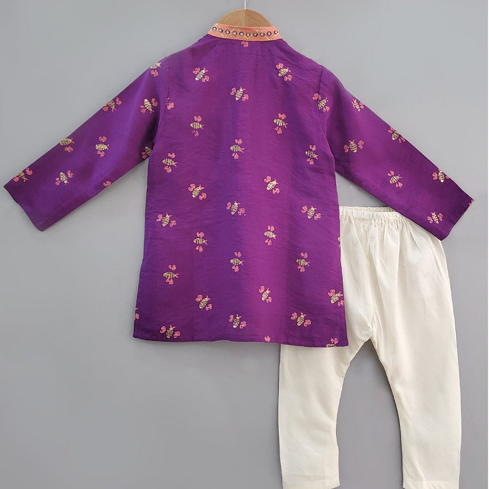Honey Bee Printed Purple Kurta Set