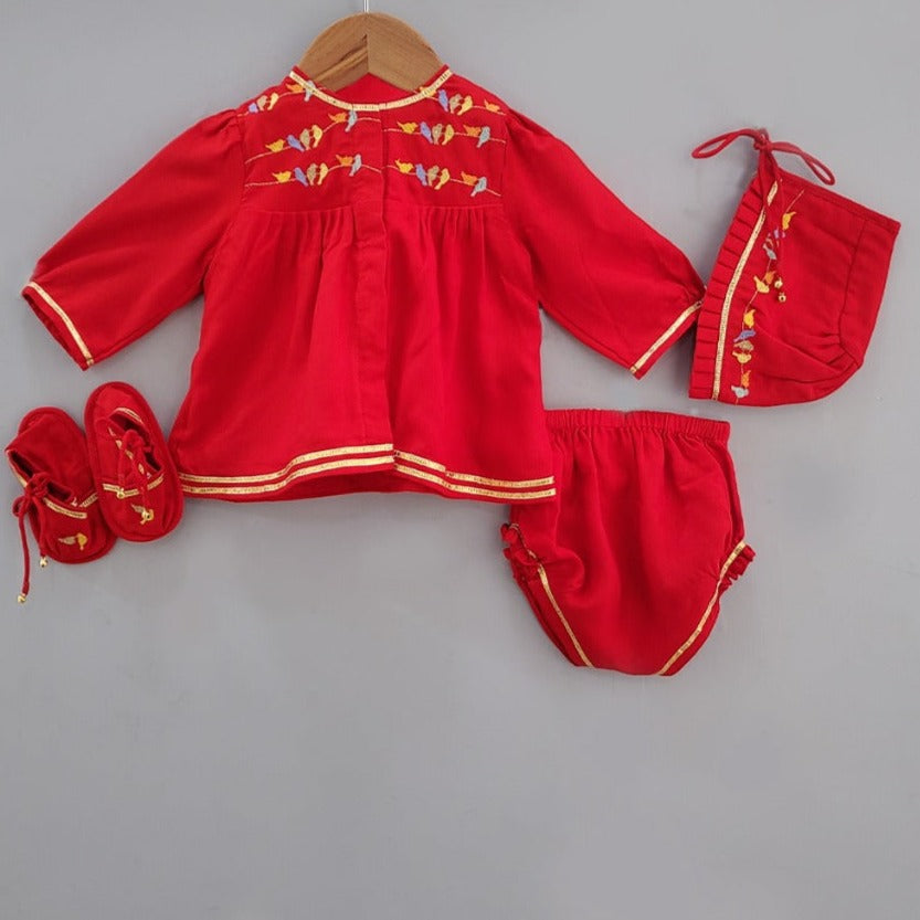 Jamana Girl Red Bird Embroidery Set