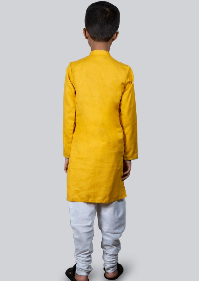 Mustard Goggles Embroidery And Pintux Kurta Set