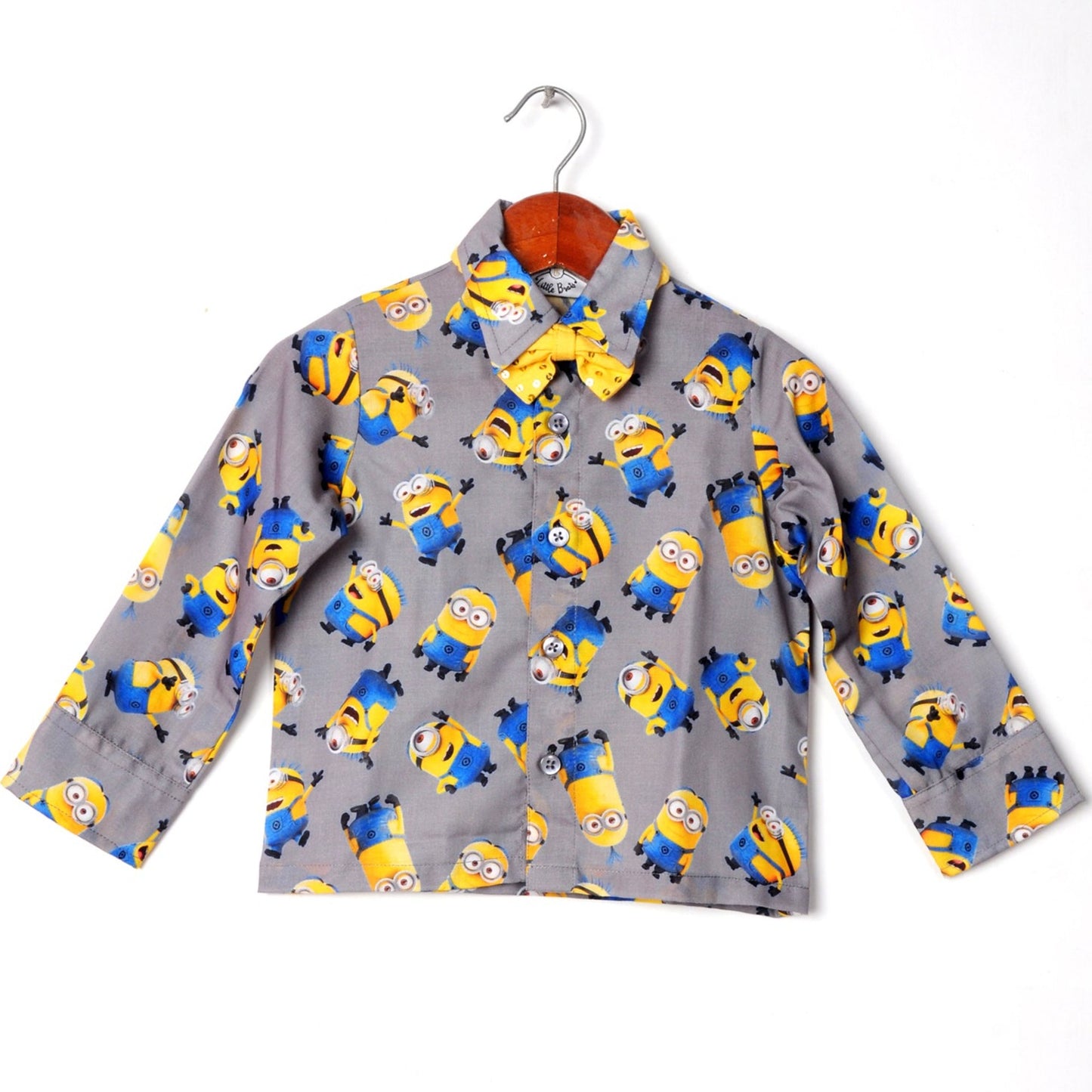Minion Printed Shirt With Bow Tie