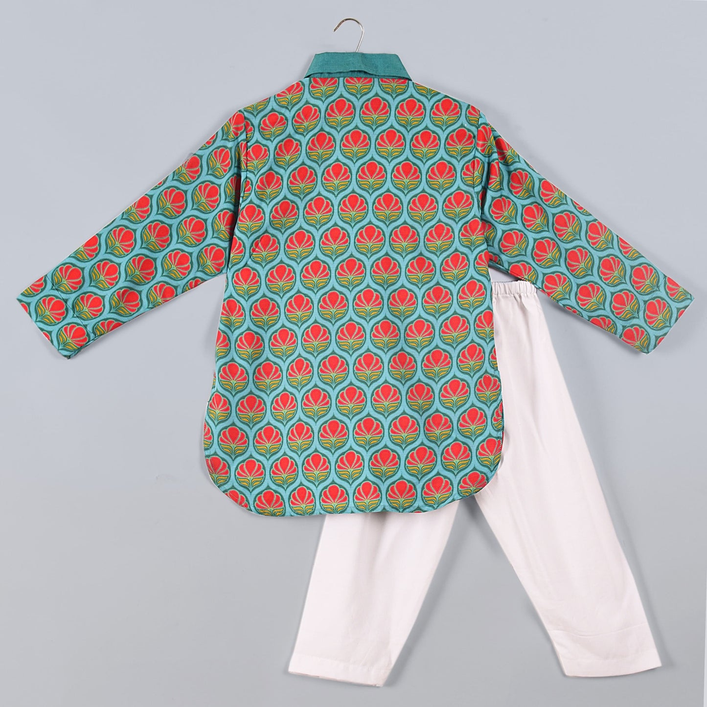 Printed Flower Flamingo Pathani With Salwar Set