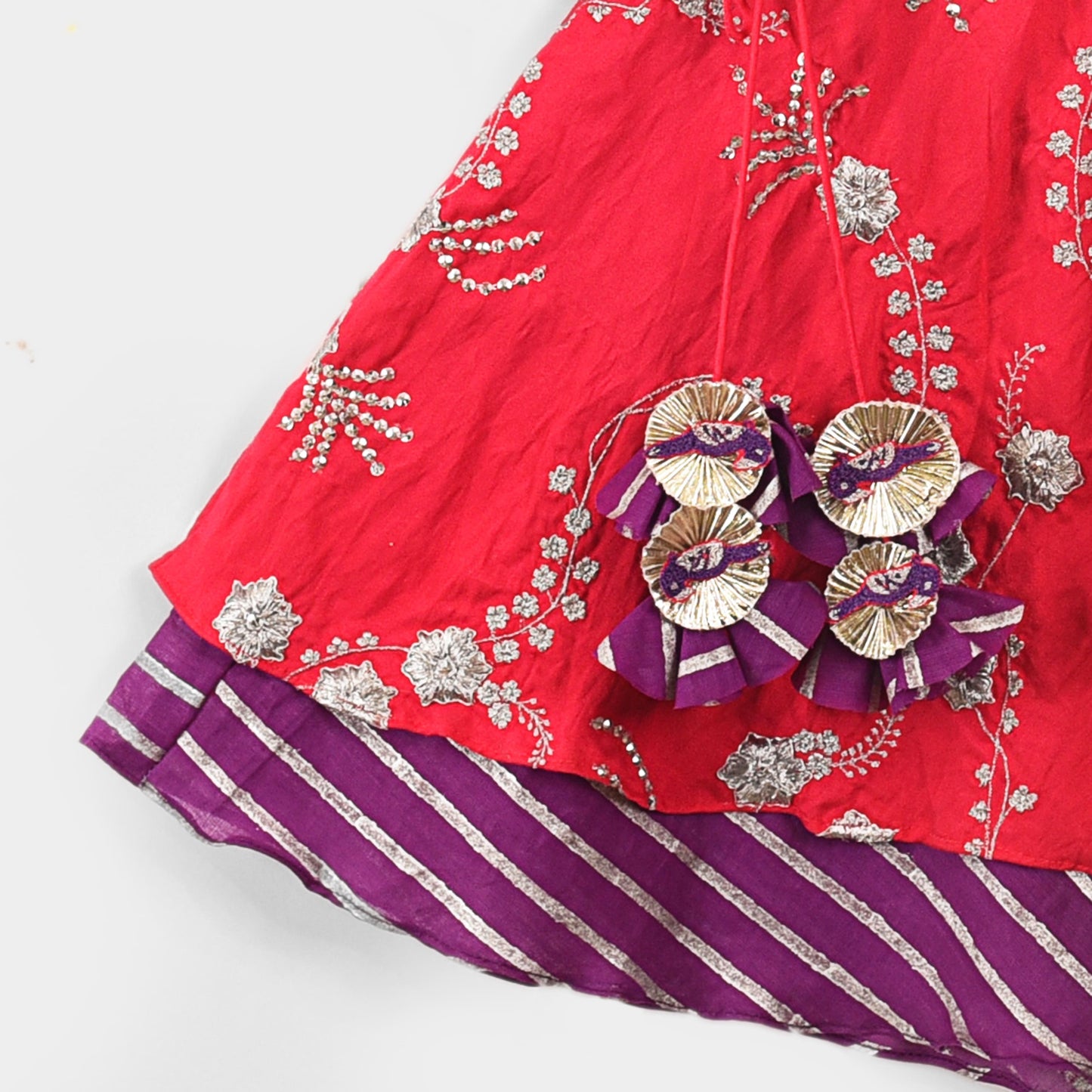 Pink Very Heavyghagara With Angrakha Embroidered Blouse