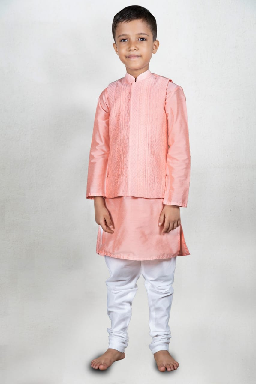 Pink Shadow Embroidered Jacket Kurta Set