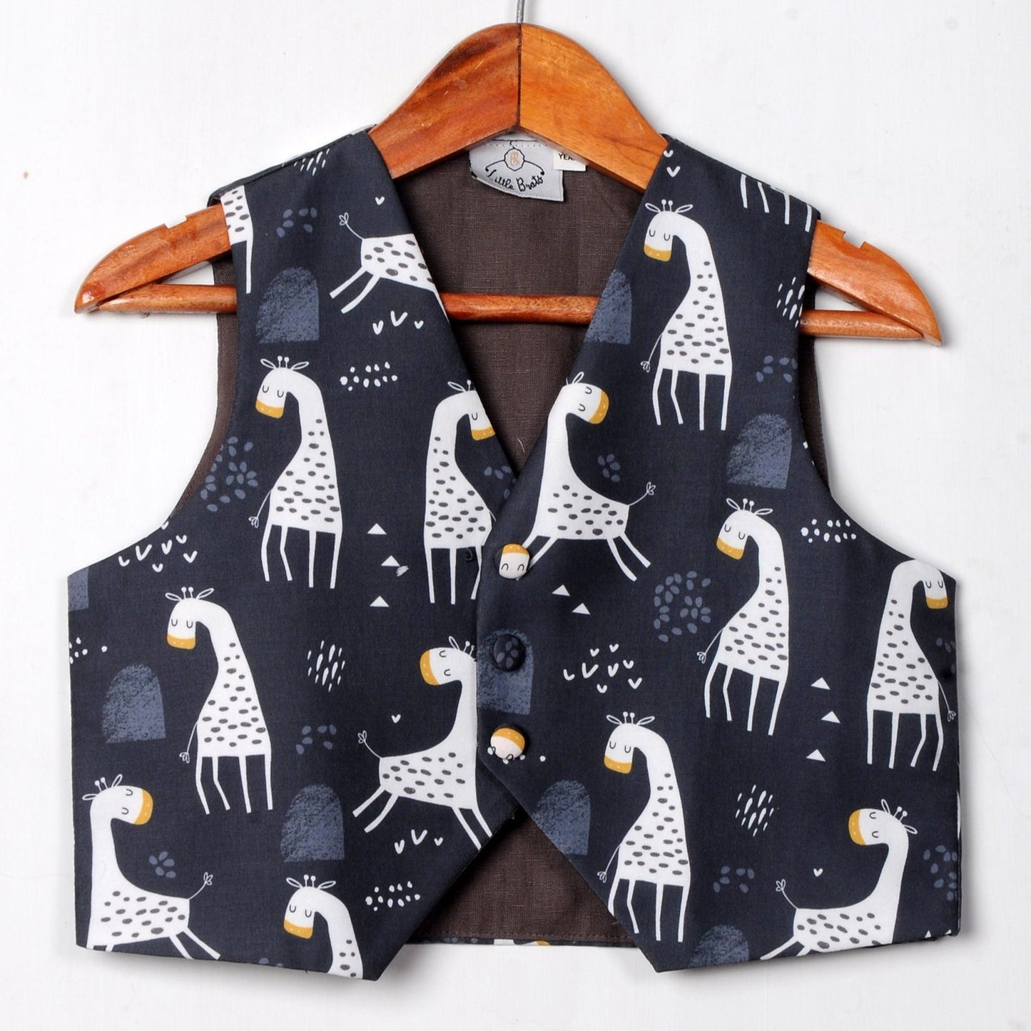 Black Girrafe Printed Waist Coat