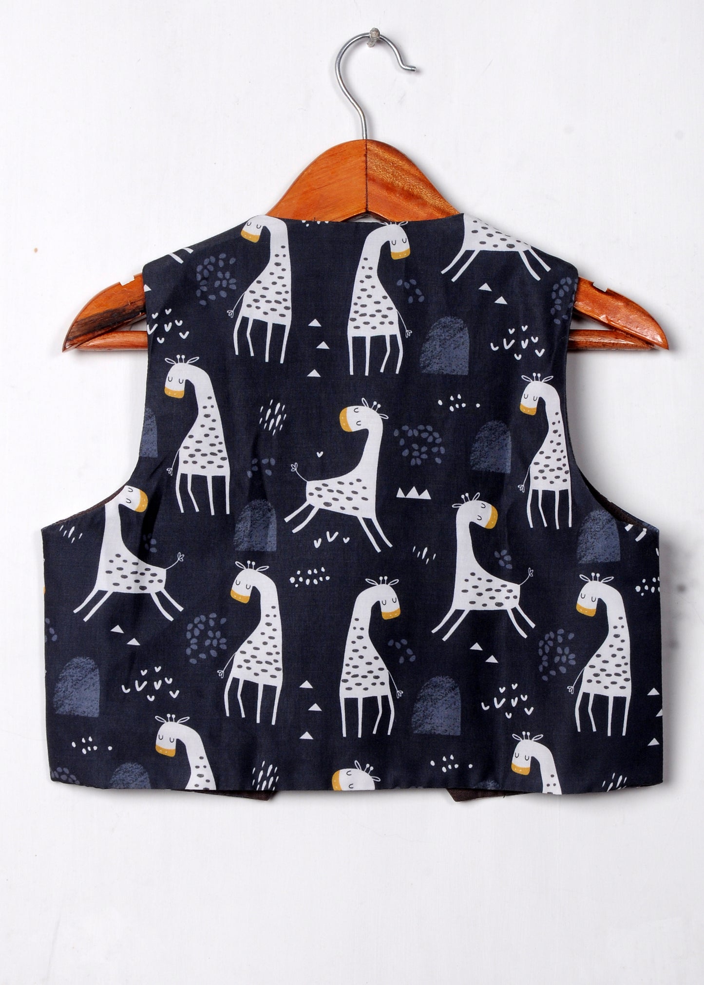 Black Girrafe Printed Waist Coat