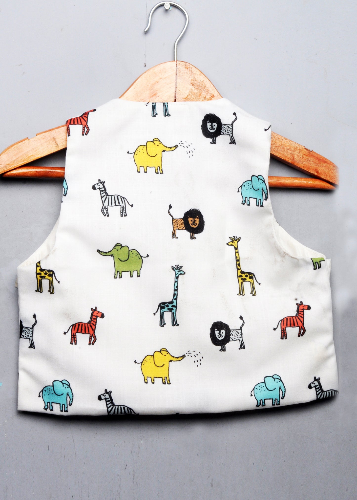 White Animal Printed Waist Coat