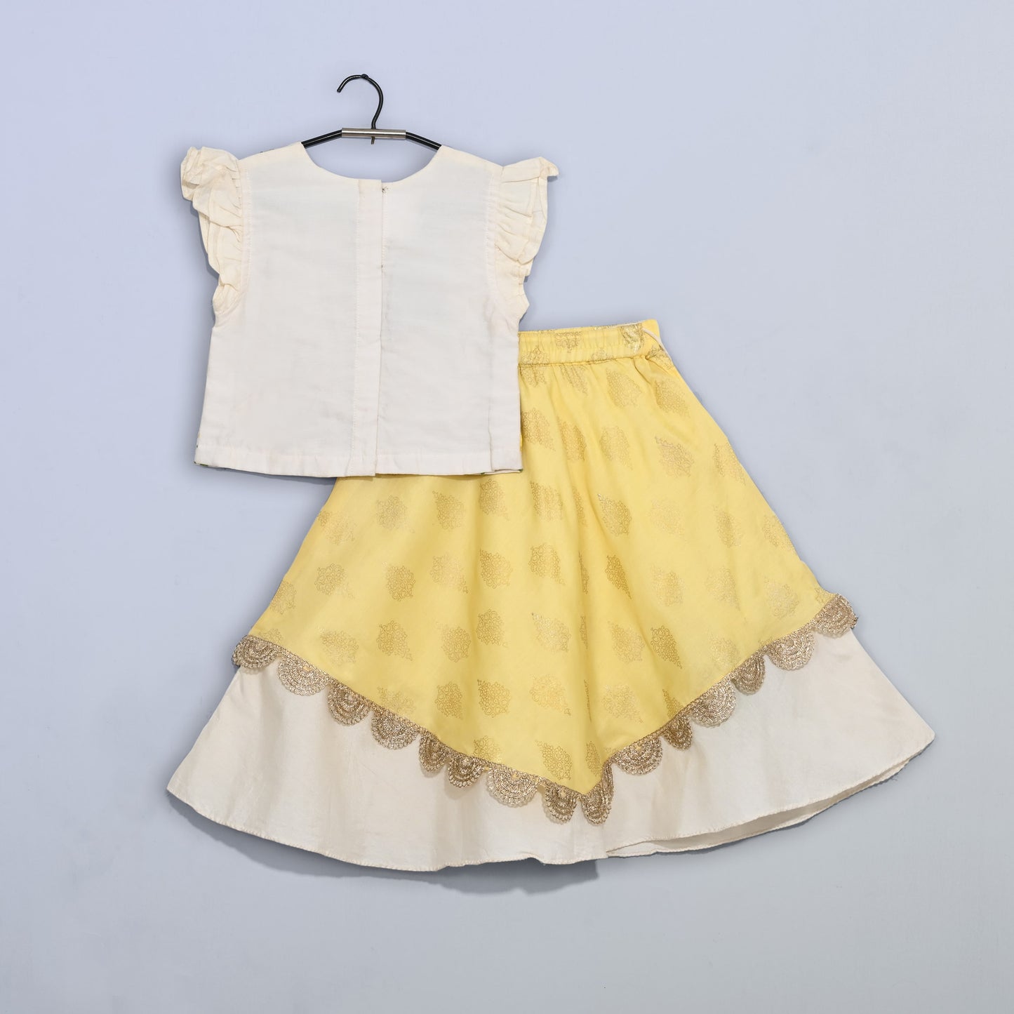 Yellow/White Heavy Embrodired Gaghra