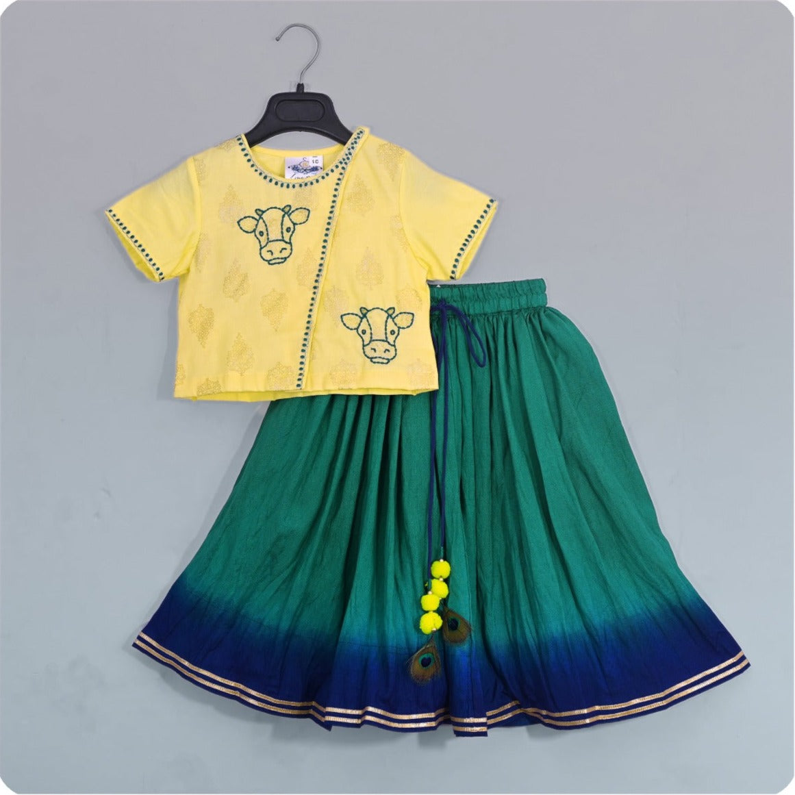 Yellow Blouse With Shaded Ghagara